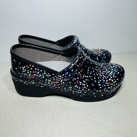 DANSKO LT CONFETTI PATENT CLOGS size 39-8 - Picture 2 of 7
